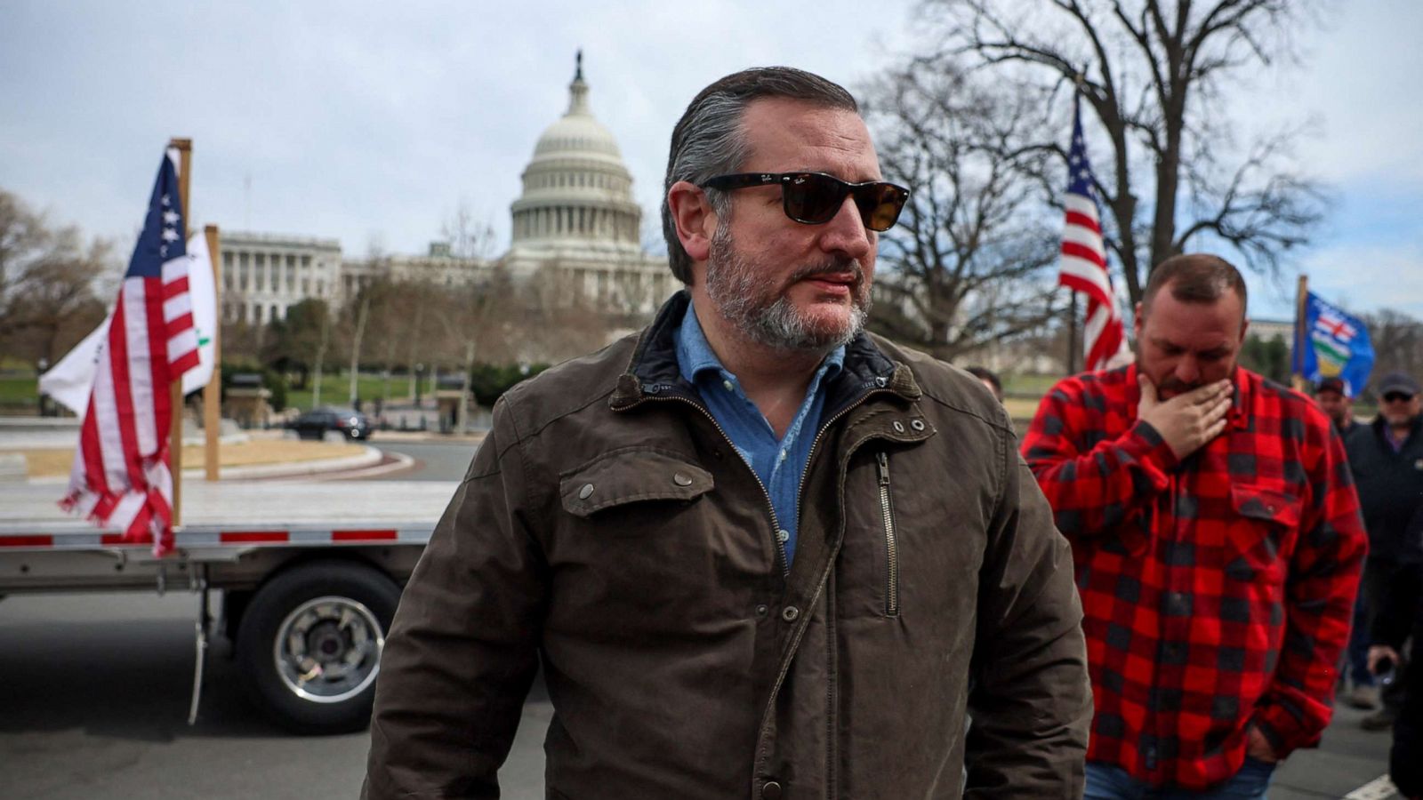 GOP Sen. Ted Cruz joins 'People's Convoy' truckers' protest